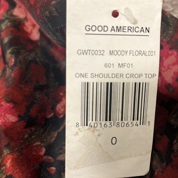 Good American moody floral one shoulder crop top - size XS - Picture 4 of 8